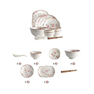 Imagem de Conjunto de jantar de cerâmica, serviço de cozinha e jantar, durável, conjunto de utensílios de cozinha, sem BPA, lava-louças, pratos e tigelas para piquenique, trailer, criatividade, decoração de