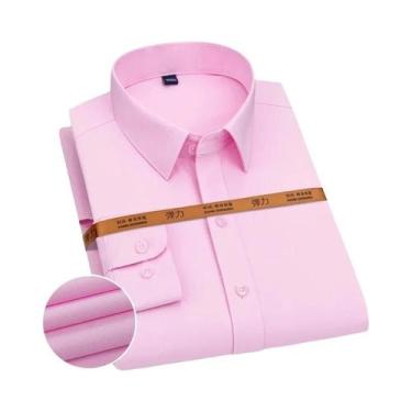Imagem de Camisa Masculina Slim Fit De Cor Sólida Casual De Negócios Manga Longa