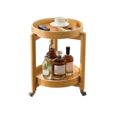 Imagem de Mesa lateral de sofá moderna para casa, mesa de café, quarto, varanda, mesa de cabeceira, prateleira simples (natural)