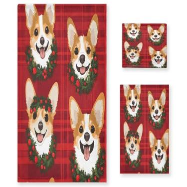 Imagem de xigua Conjunto de toalhas de banheiro Corgi Dogs absorvente macio 3 peças toalha de banho toalha de mão toalhas decorativas para banheiro, academia, hotel, praia, piscina