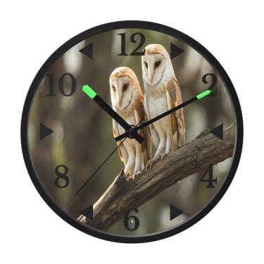 Imagem de STAYTOP Lindo relógio de parede de LED de coruja de celeiro para quarto com brilho noturno, relógios de parede silenciosos de 30 cm para decoração de sala de estar, controle de som, relógio de parede