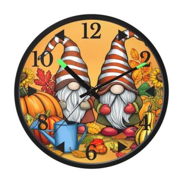 Imagem de STAYTOP Relógio de parede LED Gnomo de Ação de Graças para quarto com brilho noturno, relógios de parede silenciosos de 30 cm para decoração de sala de estar, controle de som, relógio de parede