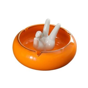 Imagem de Cinzeiro moderno de cerâmica laranja forma estranha para hotel, sala de estar, mesa de trabalho, decoração de casa