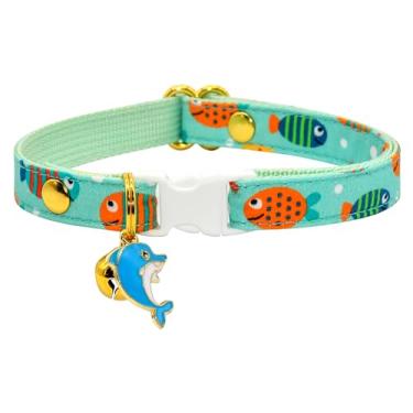 Imagem de Coleira de gato com pingente, peixe tropical colorido, coleira de segurança para gatinho