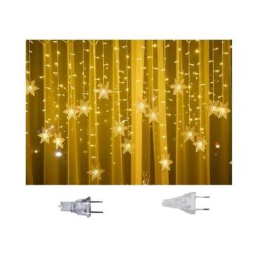 Imagem de Luzes De Cordão LED Em Forma De Floco De Neve Com 8 Modos Para Decoraç