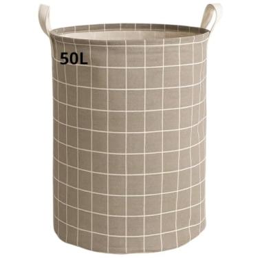 Imagem de Cesto de Roupa Suja Organizador Brinquedo 50 Litros Dobrável Multiuso Poliester Com Alças Para Banheiro, Quarto, Lavanderia, Cozinha - Ótimo Para Guardar Livros, Roupas, Brinquedos, Toalhas