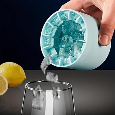 Imagem de Bandeja de silicone para cubos de gelo – uma máquina de gelo reutilizável e congelável, adequada para casa, bares, pubs, clubes (azul)