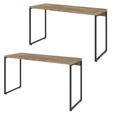 Imagem de Kit 02 Mesas Para Escritório e Home Office Industrial Aspen 135 cm C01 Carvalho - Lyam Decor