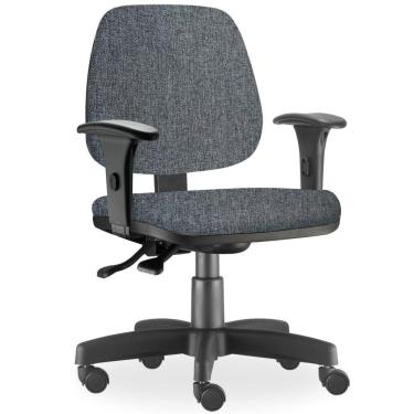 Imagem de Cadeira de Escritório Giratória Executiva Ergonômica Job L02 Linho Chumbo - Lyam Decor
