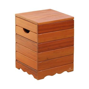Imagem de Banqueta Baú Ripado Madeira Maciça Natural