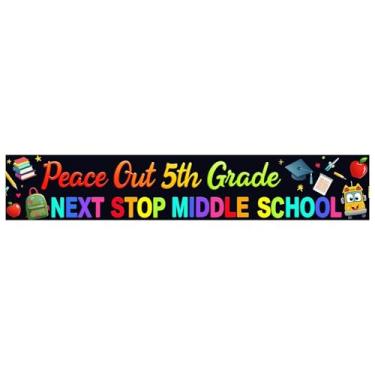 Imagem de Pôster de banner de 5ª graduação para sala de aula, decoração de jardim de graduação da 5ª série, decoração de festa de graduação do ensino fundamental, decoração de festa para ambientes internos e