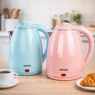 Imagem de Chaleira Jarra Elétrica Inox Azul ou Rosa Bebe - Startools, Rosa, 220V