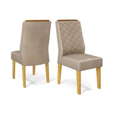Imagem de Cadeira Sala De Jantar Lidia Kit 2 Un Cedro/suede Kraft Bege - Dj Móveis