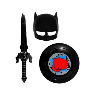 Imagem de Kit Fantasia Infantil Batman Com Máscara Escudo E Espada
