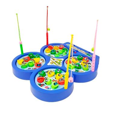 Imagem de Brinquedo Pescaria Pega Peixe 32 Peixes 4 Varas Coloridos - Jogo de Pescaria Infantil com Som