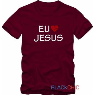 Imagem de Camiseta Fé Evangélica Gospel Eu Amo Jesus - BLACKCHIC, Vinho, P
