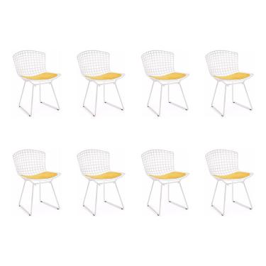Imagem de Kit 8 Cadeiras Bertoia Branca Com Assento Amarelo