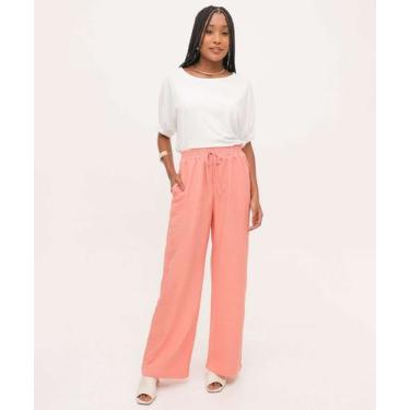Imagem de Calça Pantalona Feminina Textura Marisa-38030, Rosa, M