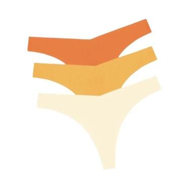 Imagem de Conjunto De 3 Calcinhas Ultrafinas Sem Costura Para Mulheres, Tanga V-