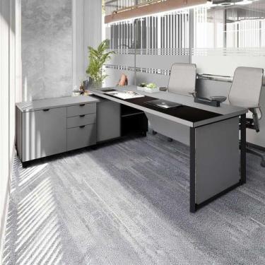 Imagem de Mesa Executiva com Armário Lateral e Caixa de Tomadas 3 Gavetas 180cm 