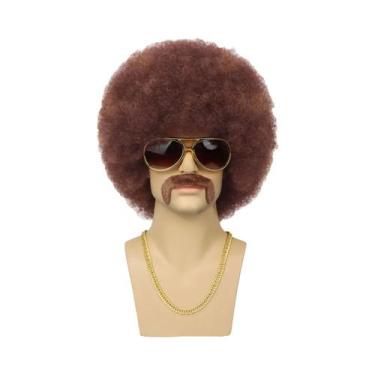 Imagem de Peruca Sintética Afro Cacheada Masculina Anos 70 E 80 Para Festa Disco
