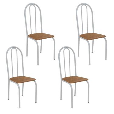 Imagem de Kit 4 Cadeiras Ilhabela Estrutura Em Aço Branco Tecido Jambo