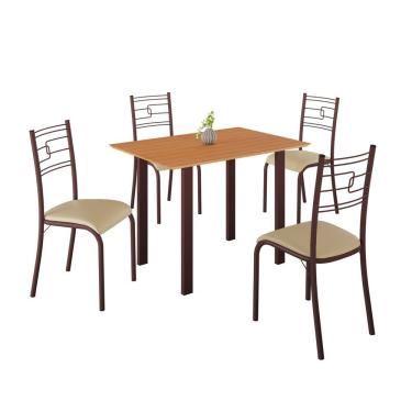 Imagem de Conjunto Sala De Jantar Mila 4 Cadeiras Ella Marrom C- Creme