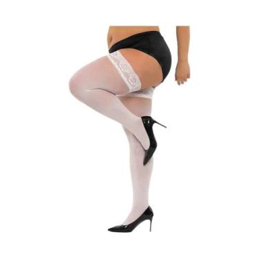 Imagem de Meias De Renda Ultrafinas Para Mulheres plus Size Com Topo De Silicone