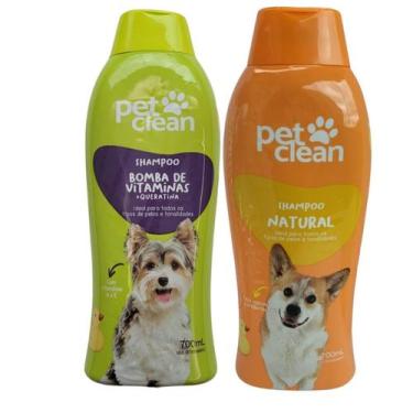 Imagem de Kit Shampoo Natural + Shampoo Bomba Vitaminas Pet Clean Cães
