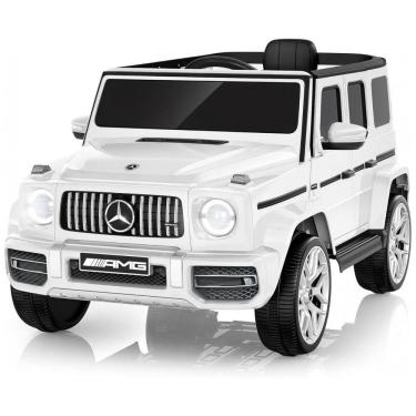 Imagem de Carro Elétrico Infantil Licenciado AceCruisers Mercedes-Benz G63 12V Branco 2 Motores Controle Remoto Música LED 3 Velocidades Cinto