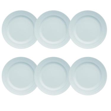 Imagem de Kit 06 Prato Raso Azul Vintage Chevron Germer Porcelanas