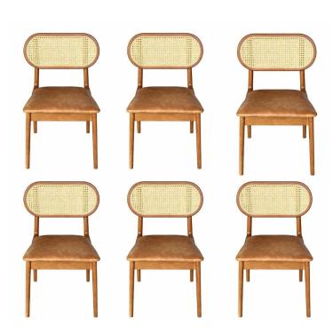 Imagem de Kit 6 Cadeiras Lima Madeira Maciça Estofadas Yescasa Pinhão
