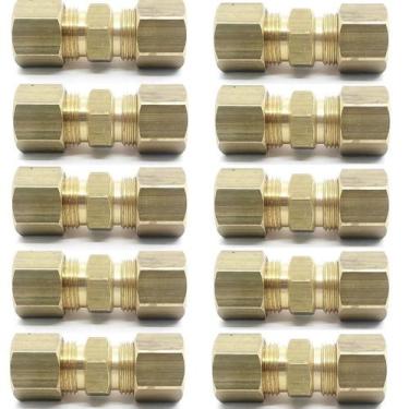 Imagem de Kit 10 União Compressão Porca Anilha 5/16 X 5/16a Tubo Cobre - ALUMEGA