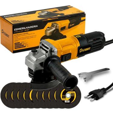 Imagem de Esmerilhadeira Lixadeira Angular 780w 115mm Profissional Com Kit 10 Di