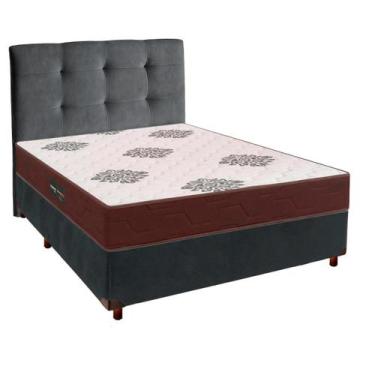Imagem de Kit Cama Box + Cabeceira + Colchão Casal D45 Inovaflex - Cinza