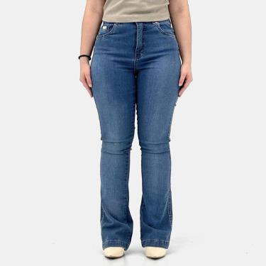 Imagem de Calça Young Style Jeans Petit Flare Barriga Chapada Feminina-Feminino