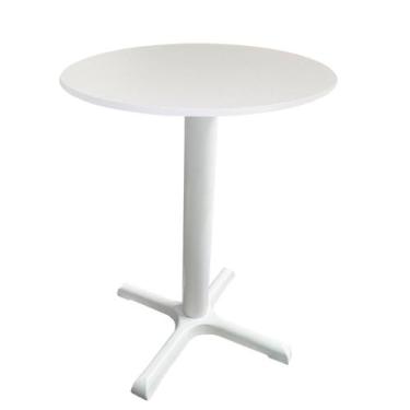 Imagem de Mesa Ômega Ferro Branco 74 cm (Alt) Base em X Tampo MDP Redondo Branco