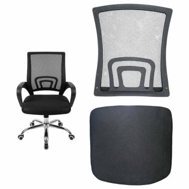 Imagem de Conjunto Assento e Encosto Cadeira Escritorio Peça Reparo Trabalho Confortavel Estudo Home Office Casa Leitura