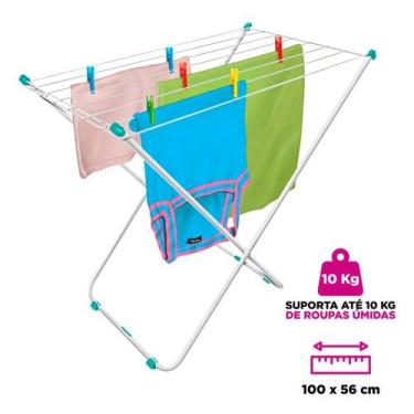 Imagem de Varal De Chão Secalux Aço Branco Nápoles 79cm Dobrável - Congratulatio