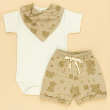 Imagem de Look Completo Bebê Body, Shorts e Bandana de Estampas Divertidas Cor:U