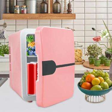 Imagem de Frigobar Portátil Retrô Rosa 4L  Mini Geladeira 12V Multiuso com Funçã