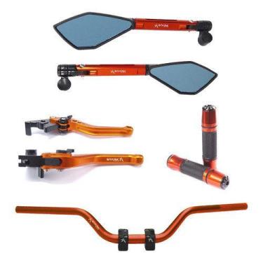 Imagem de Kit Guidão Street Manopla Retrovisor Manete Ybr Factor - NoBrand, Lara