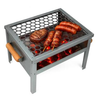 Imagem de Mini Churrasqueira Pequena Portatil a Carvão Churrasco Grelha - Lojão 