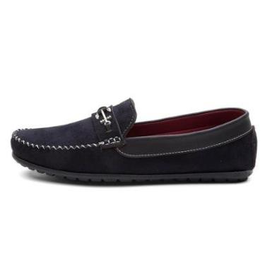 Imagem de Mocassim Drive Masculino Camurça Costura Manual Detalhe Metal Âncora Frontal Casual Con...