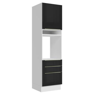 Imagem de Torre Quente 60 Cm 1 Porta 3 Gavetas Branco/preto Lux Madesa Branco/preto