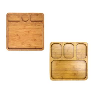Imagem de Kit 2 Petisqueiras De Mdf Gamelas Bandeja Aperitivos Tábua - Kadê