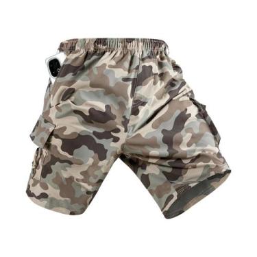 Imagem de Bermudas Táticas Camufladas Masculinas, Corte Solto, Para Trabalho Ao 