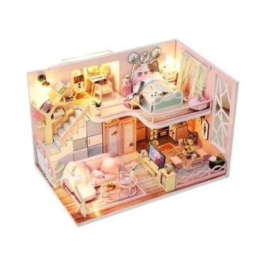 Imagem de Kit De Casa De Bonecas 3D De Madeira Feito À Mão Com Móveis, Brinquedo