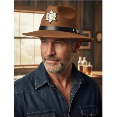 Imagem de Chapéu Xerife Fedora Masculino Adulto Marrom Luxo - Outras Marcas, Mar