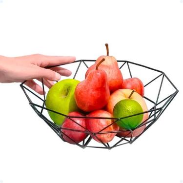 Imagem de Cesto De Frutas Fruteira Redonda Mesa Aço Aramada Moderna - Monaliza